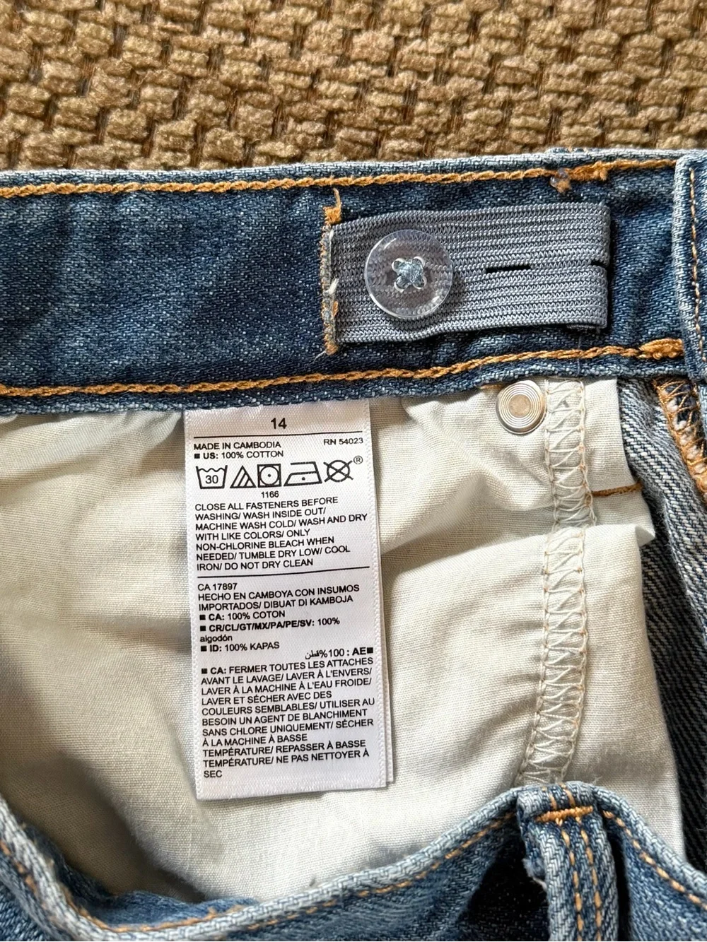 Old Navy Girls 14 High Rise Denim Cut Off Shorts Distressed Adjustable Waist